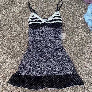 Black and white slip dress